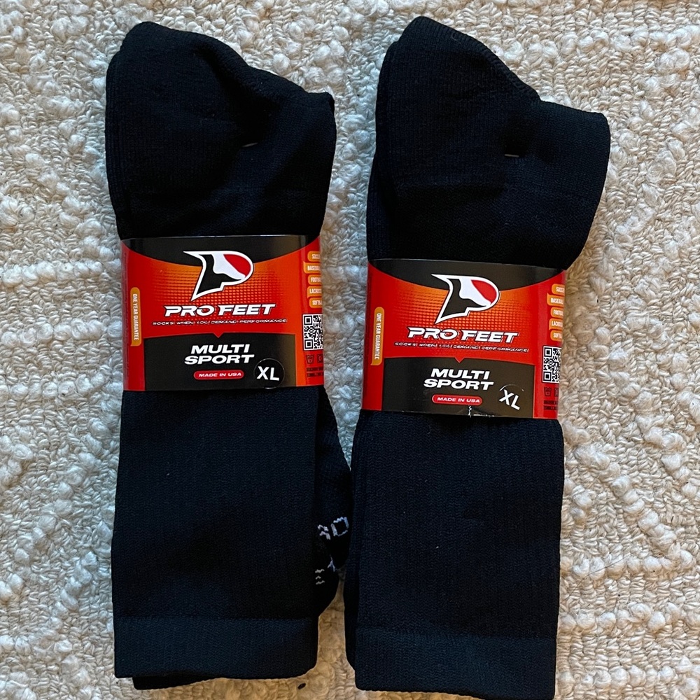 Pro Feet Black Multi Sport Socks XL - 2 pairs